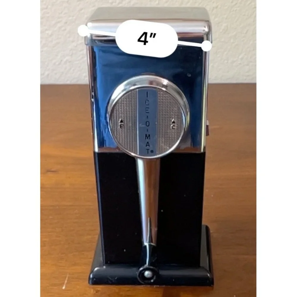 Vintage Ice-O-Mat Hand Crank Ice Crusher Retro‎ Barware Black Chrome